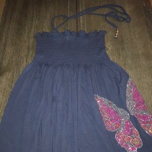 Navy Blue dress with bling butterfly decal size XL